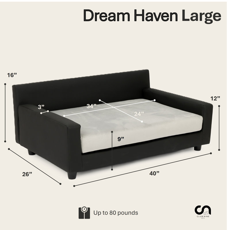 Canapé-lit orthopédique pour chien Dream Haven - lilas, Grand (H 16 po x l 40 po x P 26 po), Lilas