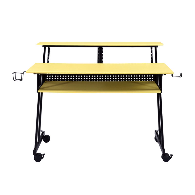 Bureau de studio d'enregistrement de musique avec plateau à clavier, Jaune