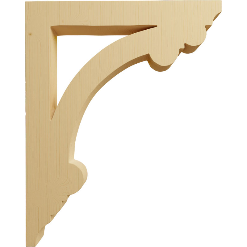 Alder Wood Hand-Carved Decorative Corbel, 10.5" Height