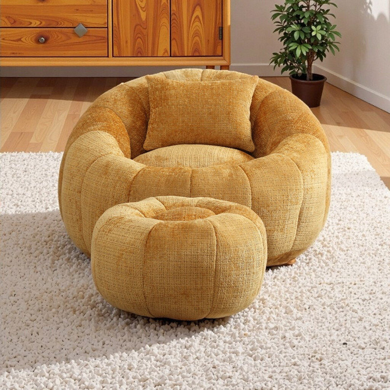 Fauteuil à billes Chenille avec repose-pieds 38,98 po, Jaune