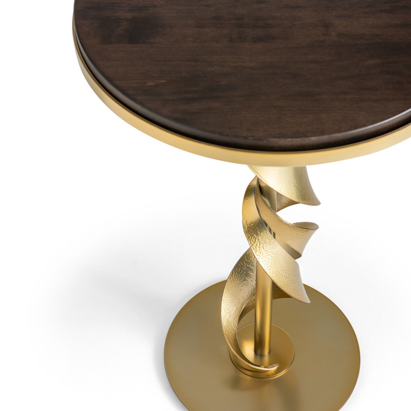 Table d'appoint à plateau en bois Folio, Espresso, Laiton moderne