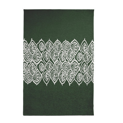 Tapis décoratif vert foncé géométrique