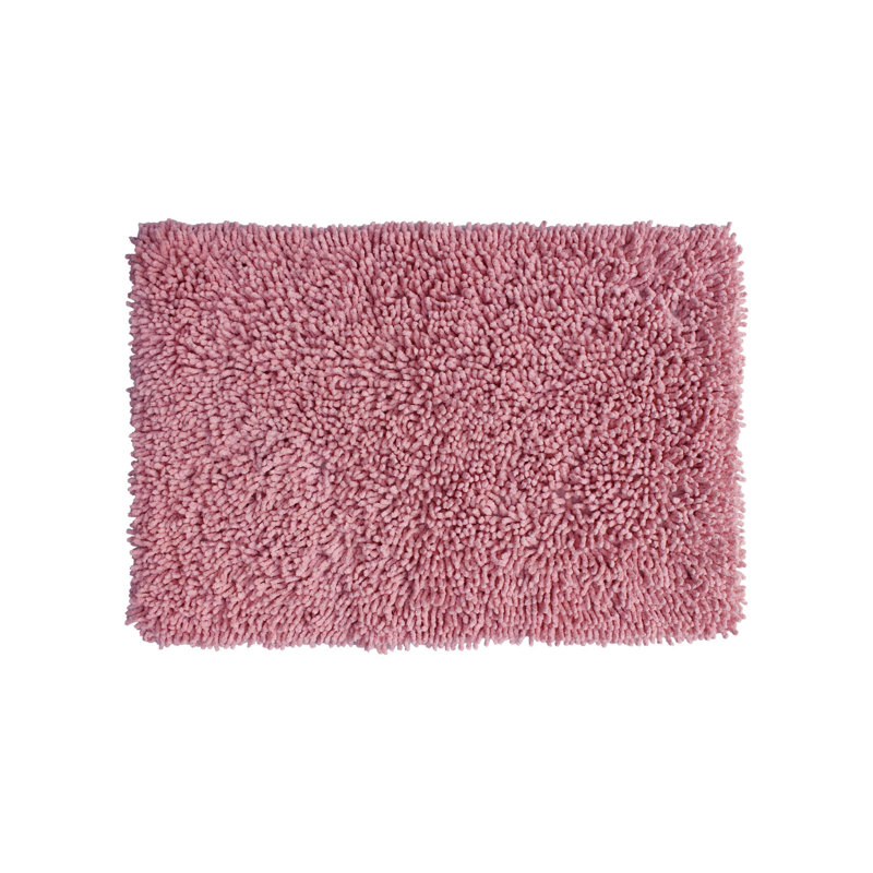 Hayworth Plush Cotton Bath Mat, Pink, 17" W x 24" L