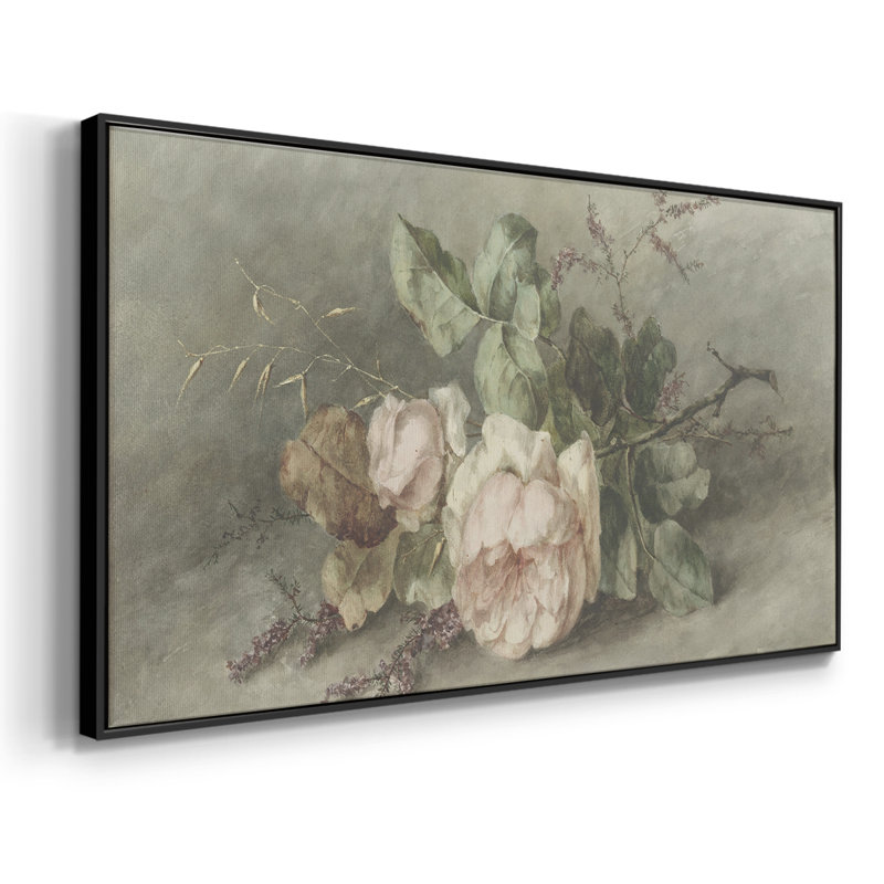 Botanical Series-CDXLI- Toile tendue avec châssis tendue, prête à être accrochée, Noir, H 21 po x l 41 po