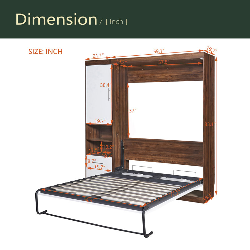 Lit escamotable avec armoire Murphy, Lit double