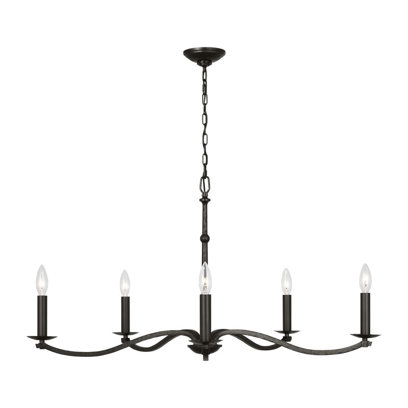 Chapman & Myers Ifiye Dining Room Chandelier In Aged Iron Finish, 5 Lights, 18.5" H x 36" W x 36" D