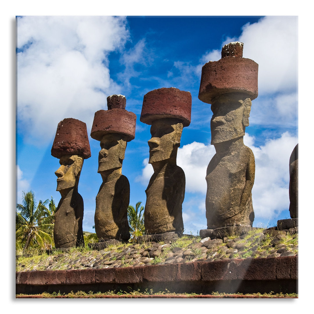 Glasbild Moai Statuen auf den Osterinseln