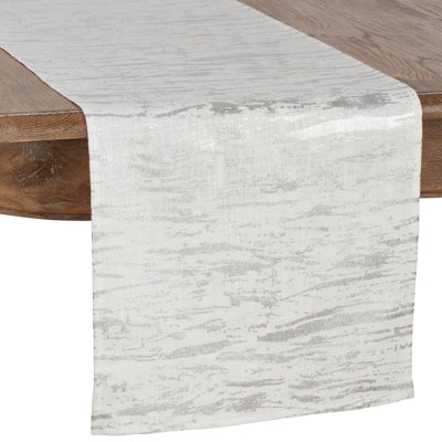 Aldgate Distressed Foil Metallic Glitzy Cotton Table Runner