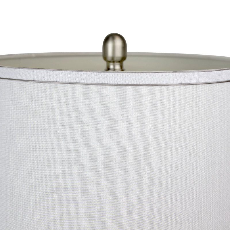 Lampe de table contemporaine en métal 28,75 po avec abat-jour argenté en nickel brossé et garniture argentée Cairo