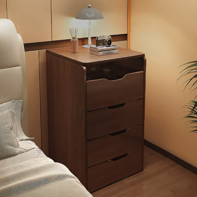 3 In 1 Walnut Vanity With Mirror And Efficient Storage System Desk Flip Top Organized Drawer