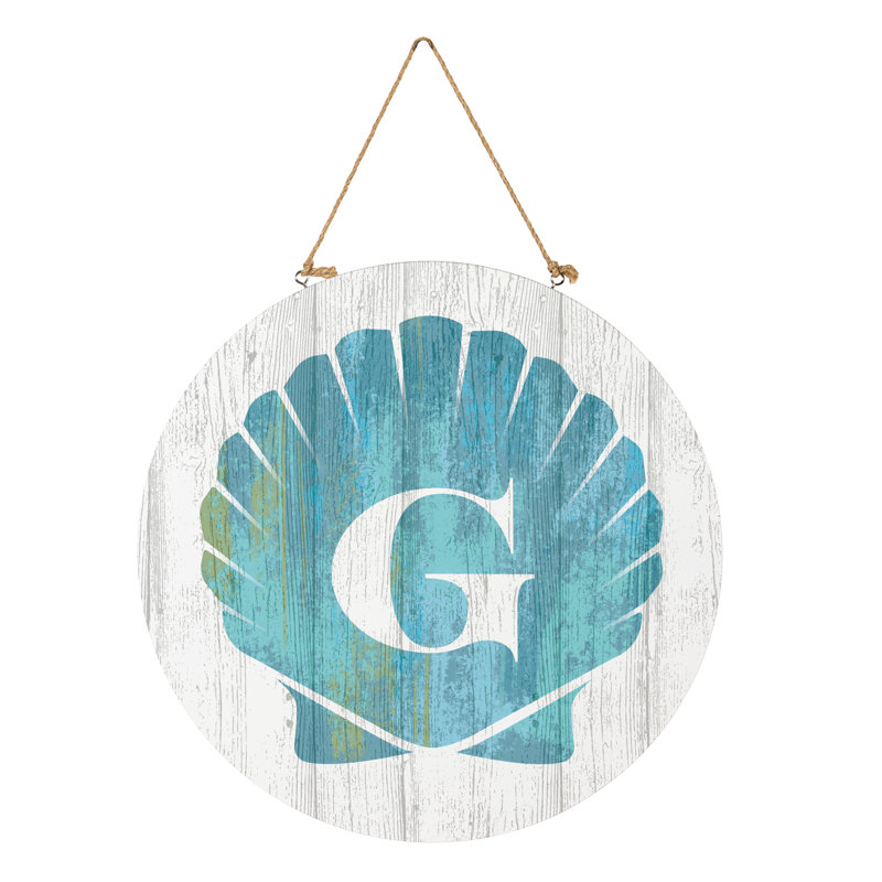 Monogramme de coquille décorative de porte côtière 18 po