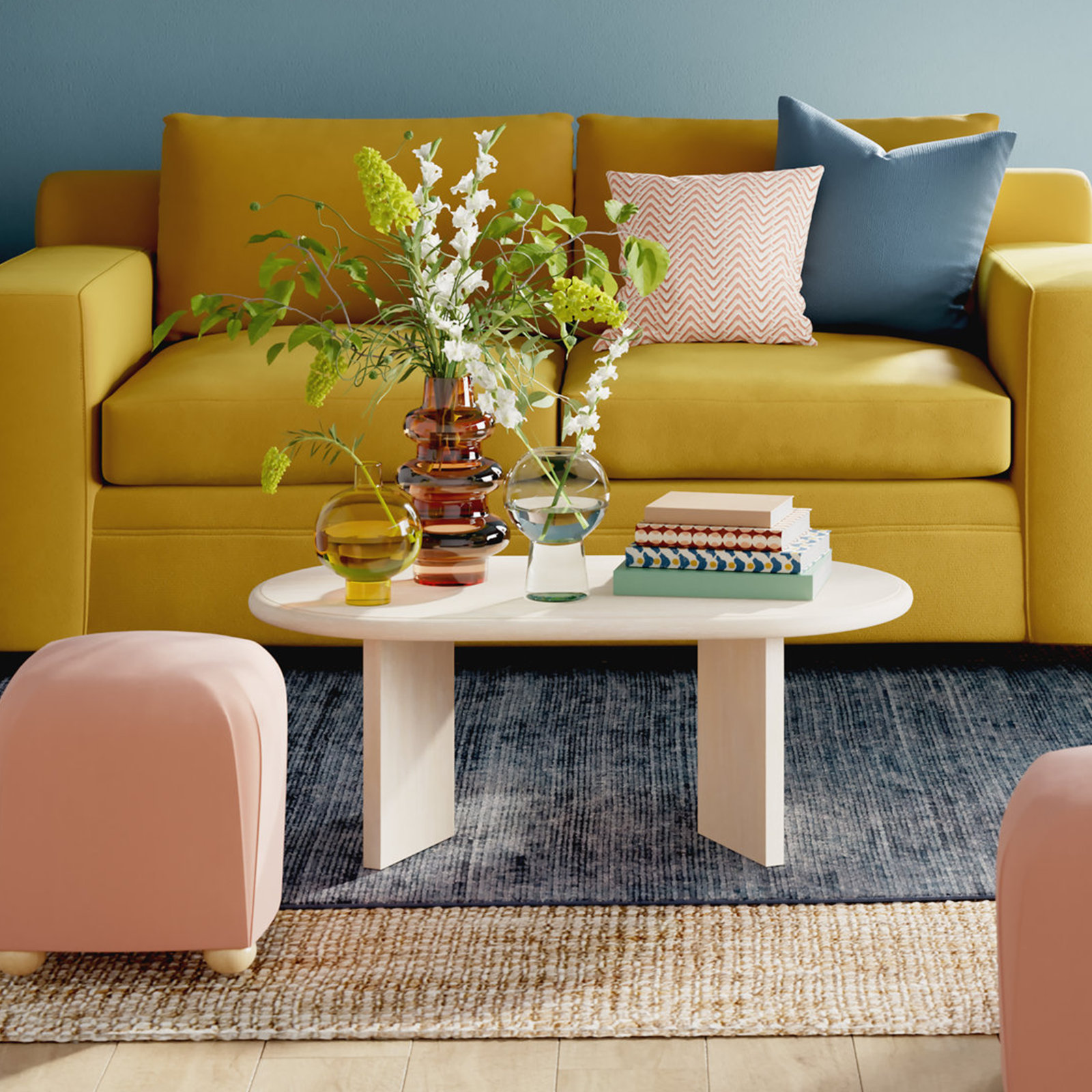 Brix Solid Wood Coffee Table, Natural Beige