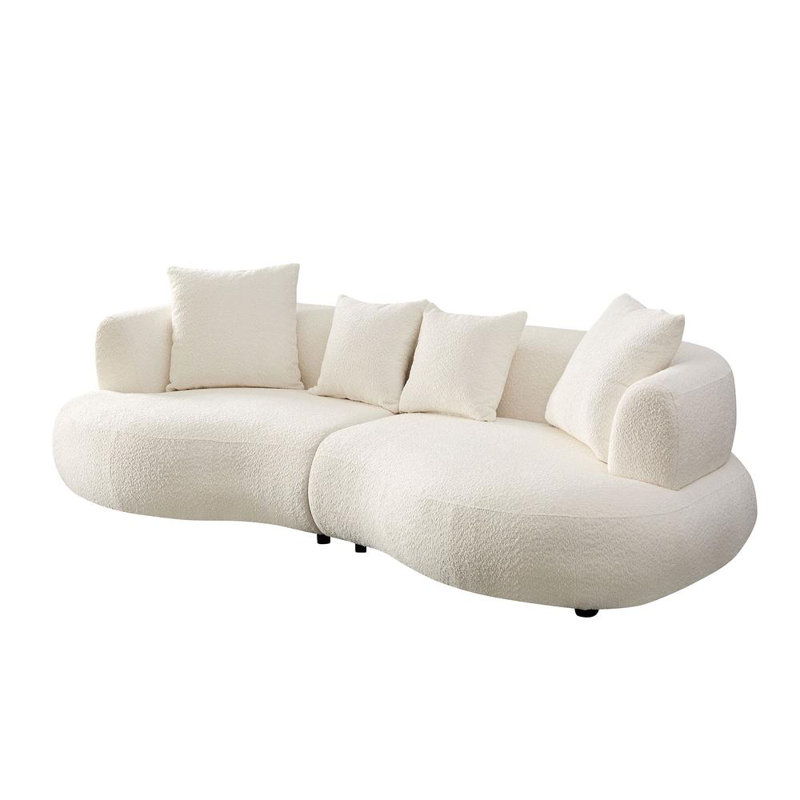 102.36 inch Mid Century Modern Sectional Curved Sofa Couch, White