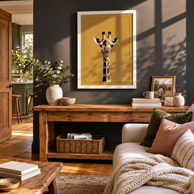 Giraffe Portrait Modern - Framed Print
