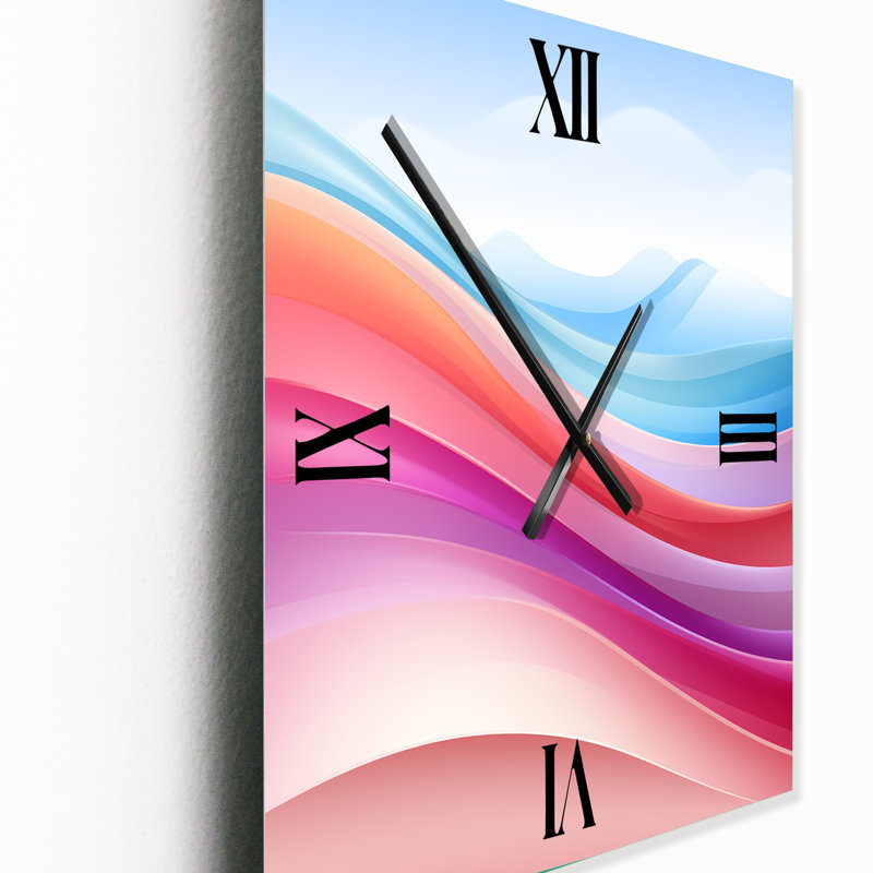 Horloge murale abstraite bleue et rose clair, Grand
