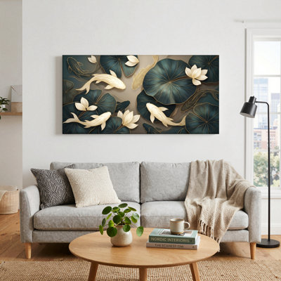 Koi Lotus Canvas Wall Art Set Of 1
