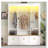 Elegant APP Controlled LED Light Hall Tree with 9 Hooks, Roman Column Design Natural Storage Bench with 3 Large Cabinets-1256718279