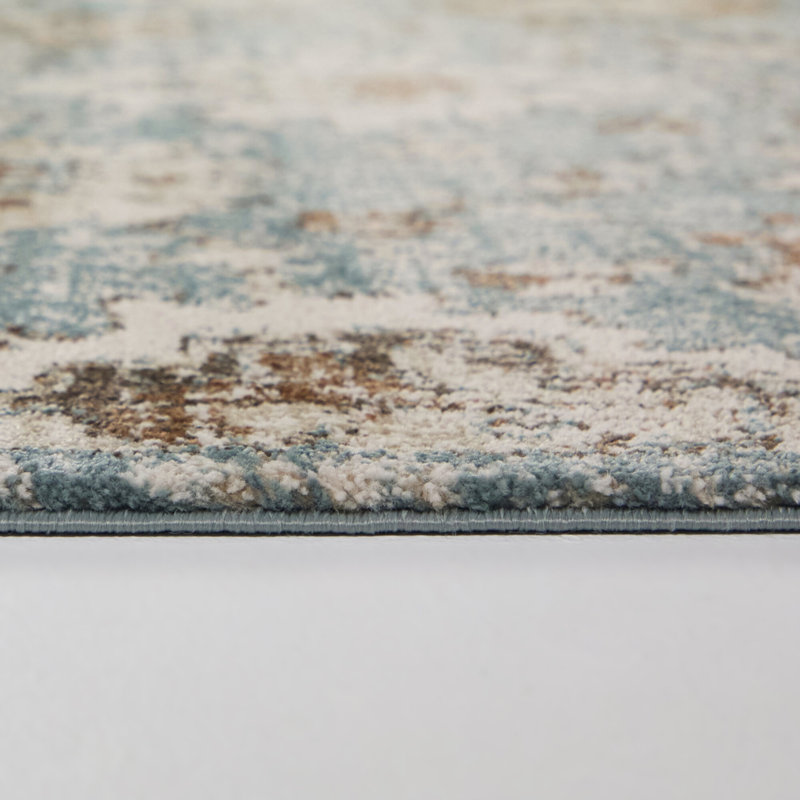 Tapis à motif floral bleu Annan, Rectangle 5 pi 3 po x 7 pi