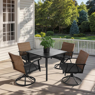5 Piece Dining Set (Brown+Gray)