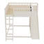 Lit mezzanine double avec échelle, glissade et tablettes de rangement - pour enfants, structure en bois de pin robuste, beige-227827444-227827441
