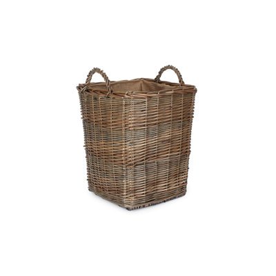 Wicker Log Basket with Lining