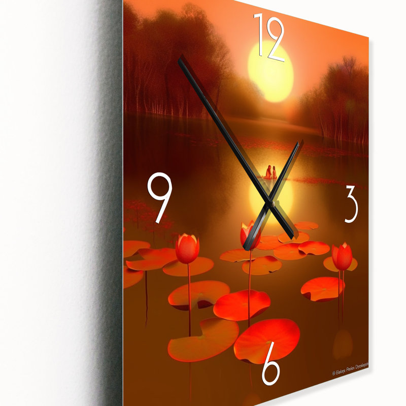 Asian Lotus Pond Serenity Full Moon Reflections - Art asiatique très horloges murales, Grand