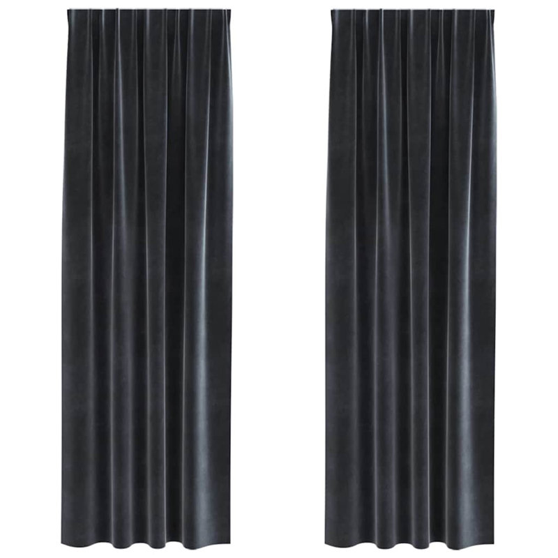 Curtains With Curtains 2 Pcs Polyester, Dark Grey, 140cm Width x 260cm Drop
