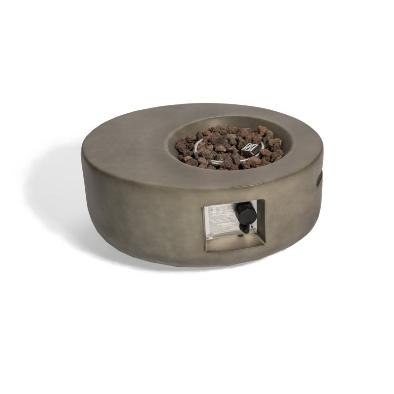 Verlie Polyresin Propane Fire Pit, Dark Grey