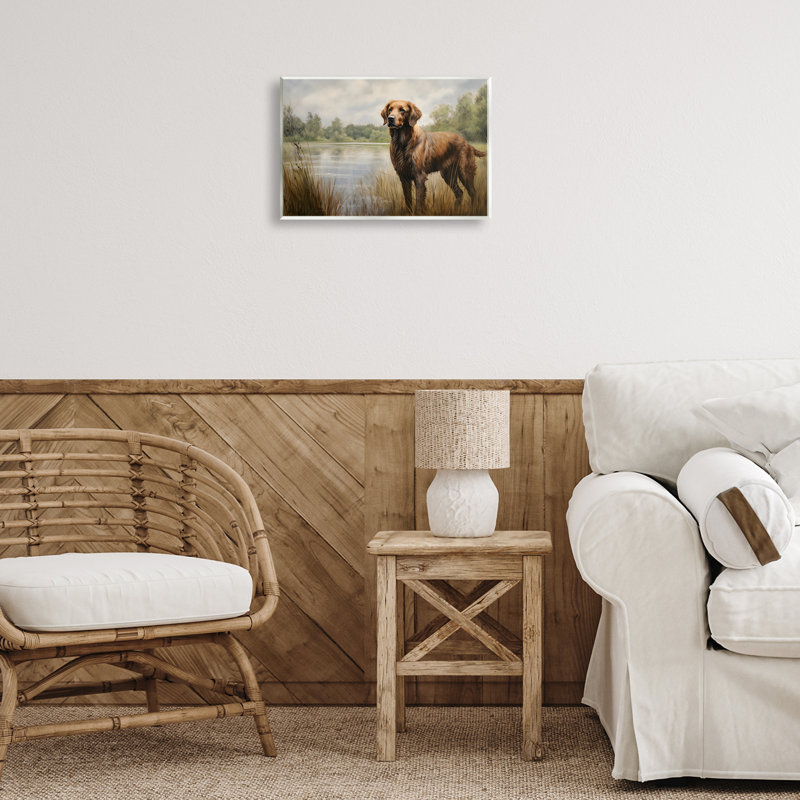 Art mural Retriever Dog & Pond par Petal Prints Design, H 10 po x l 15 po