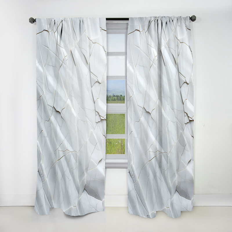 Adelicia Earth White Minimalist Fossils - Collages Curtain - Velvet Room Darkening - 1 panel, 52" W x 63" L