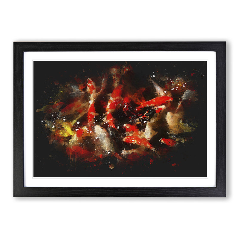 Many Fish - Picture Frame Graphic Art, 48cm H x 65cm W x 2cm D, Black Framed