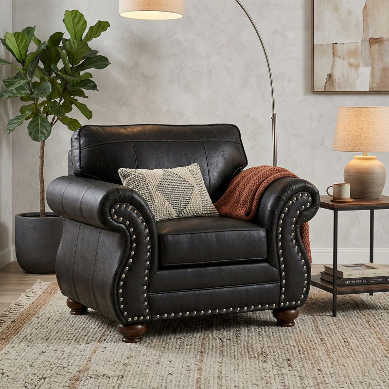 Claycomb 47" Wide Armchair, Black