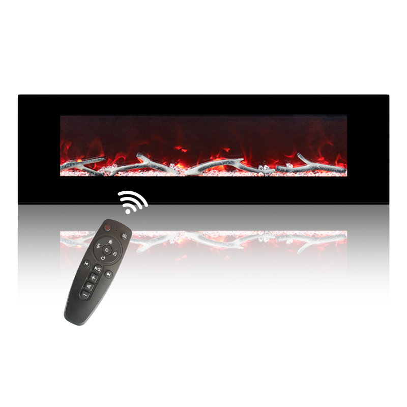 Wall-Mounted Electric Fireplace, 17.72" H x 60" W x 5.4" D