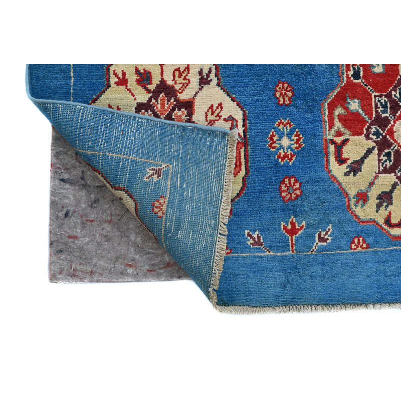 Tapis oriental moderne bleu unique 3 x 5 One-of-a-Kind
