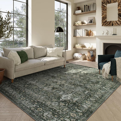 Tapis de salon bohémien vert