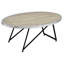 Table basse ovale avec placage en chêne gris patiné et structure en métal noir