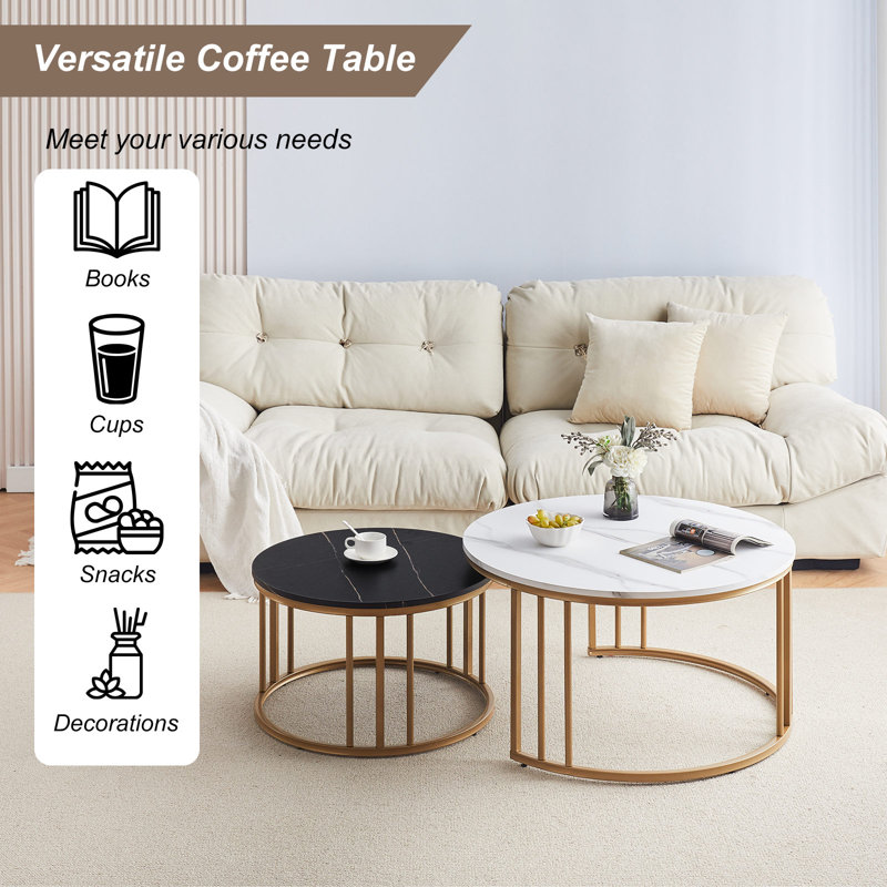 Nesting Cofe Frame Coffee Table, White/Black
