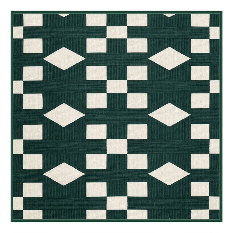 Tapis botanique brun lavable à la machine, Carré 8 pi