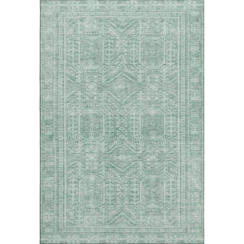 Premium Machine Washable Mayfield AMF1920 Border Rug, Rectangle 8' x 10'
