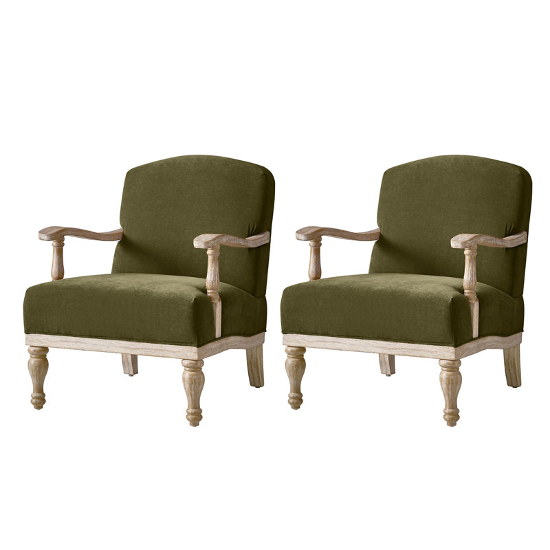 Chaise d'appoint Williamstown Farmhouse avec accoudoirs en bois massif, Moss
