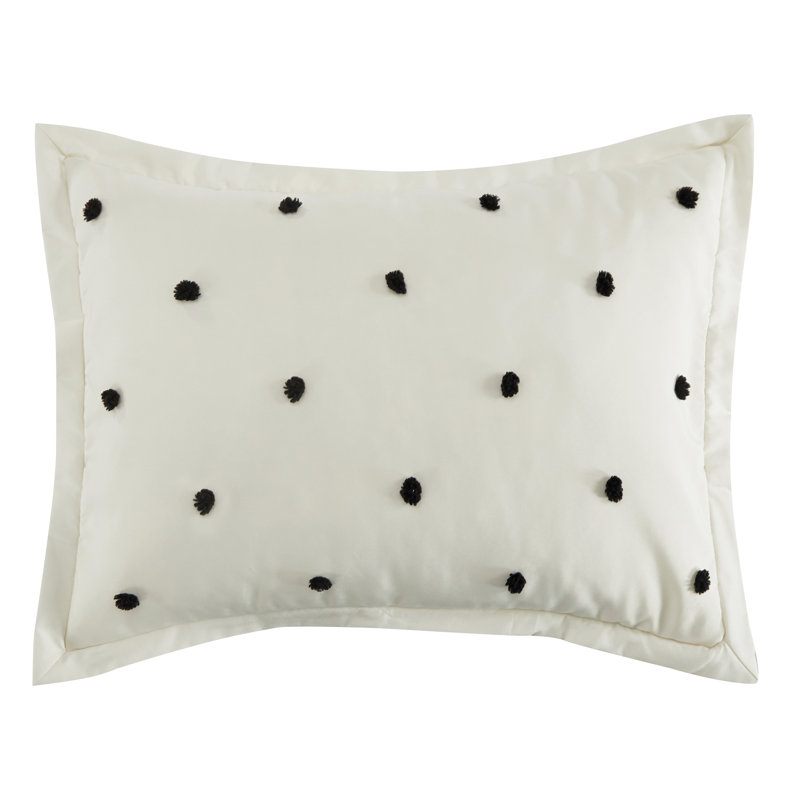 Maxime 4 Piece Dots Comforter Set, Twin Comforter + 1 Standard Sham + Throw Pillow, Ivory