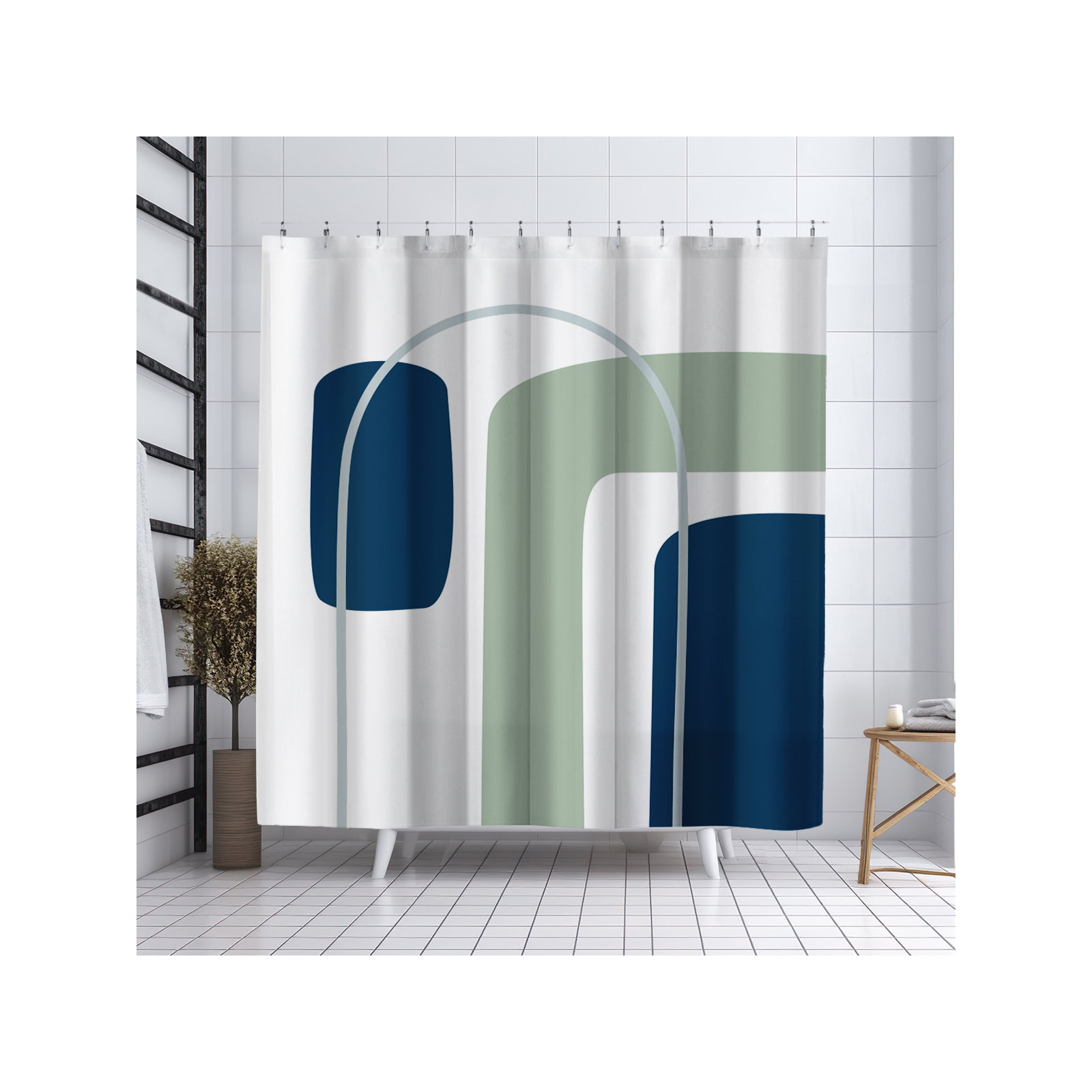 Hagan Polyester Shower Curtain, Moss