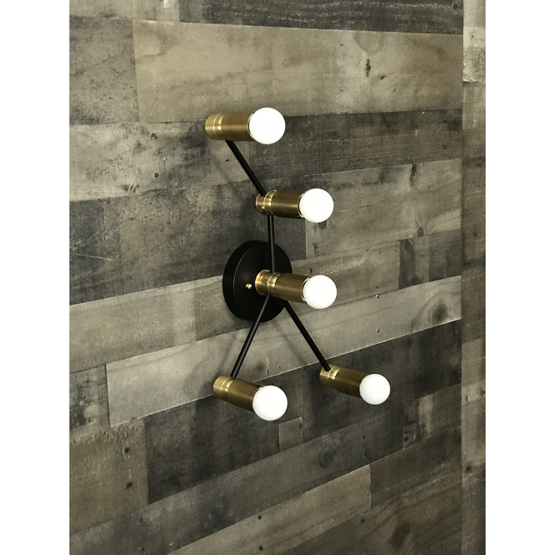 Appliquee à bras 5 lumières zodiac cancer Lever, Noir / Laiton