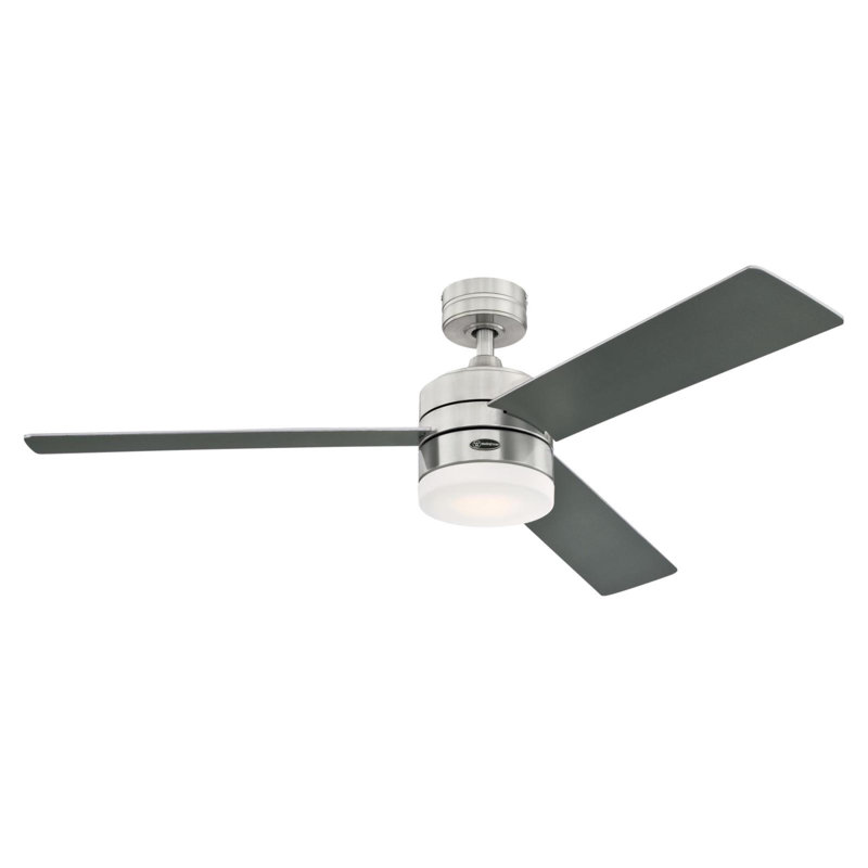 Smart Wi-Fi Alexa Ceiling Fan, LED Light, Remote Control 52 Inch, Opal Frosted Glass, Brushed Nickel, Graphite;Light Maple