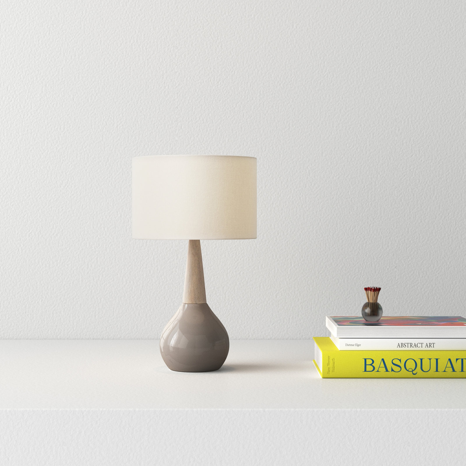 Scotia 19" H Ceramic and Solid Wood Standard Table Lamp , Medium Gray