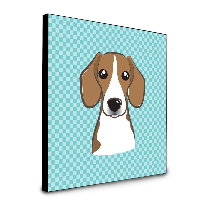 Panneau mural d’art Dungorbery, bleu, Beagle brun foncé