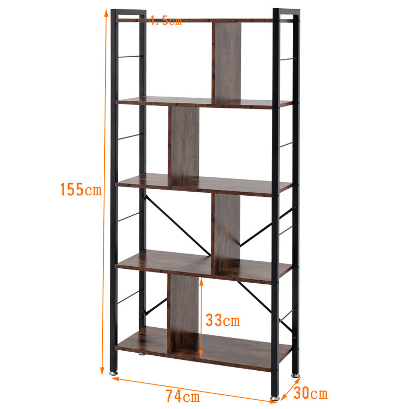 155cm H x 74cm W Iron Bookcase