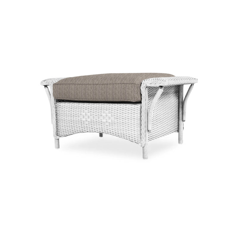 Nantucket Outdoor Ottoman, White, Rollo Linen