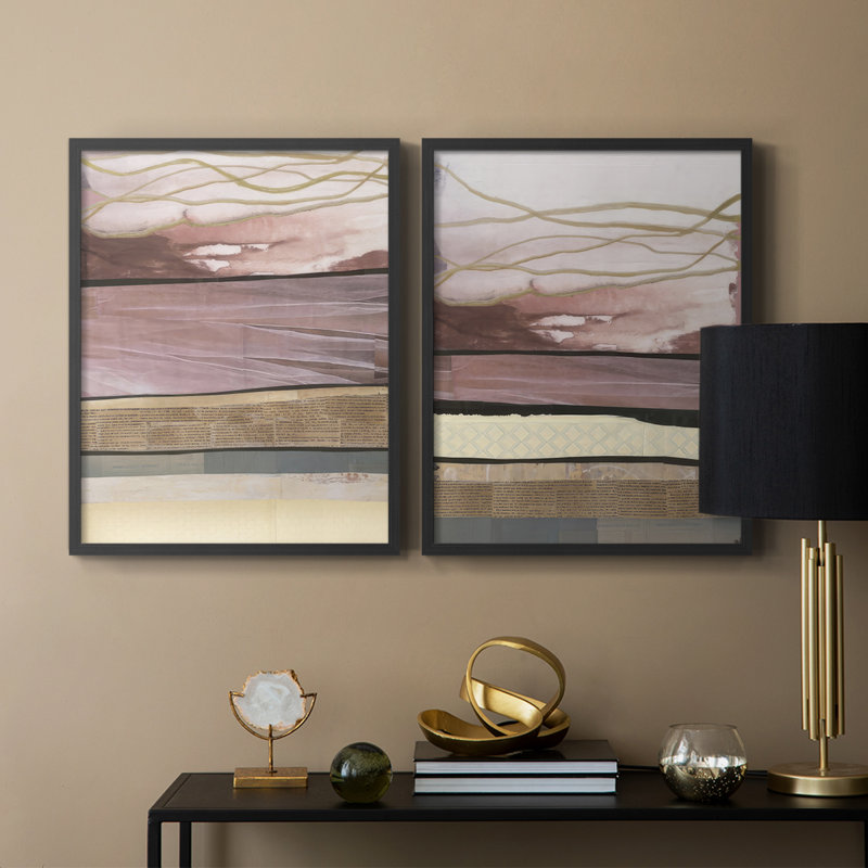 «Waves of Collage I», reproduction encadrée de qualité supérieure - prête à être accrochée - aucun clou requis - aucun clou requis