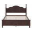 Structure de lit double en bois pleine grandeur, lit plateforme de style rétro avec support en lattes de bois, noyer foncé-349208153
